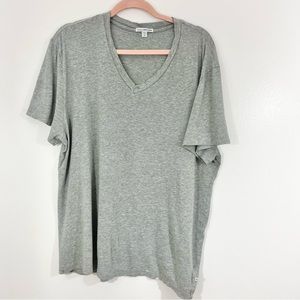 STANDARD JAMES PERSE Gray Heather Cotton Short Sleeve V-Neck T-Shirt Size 4